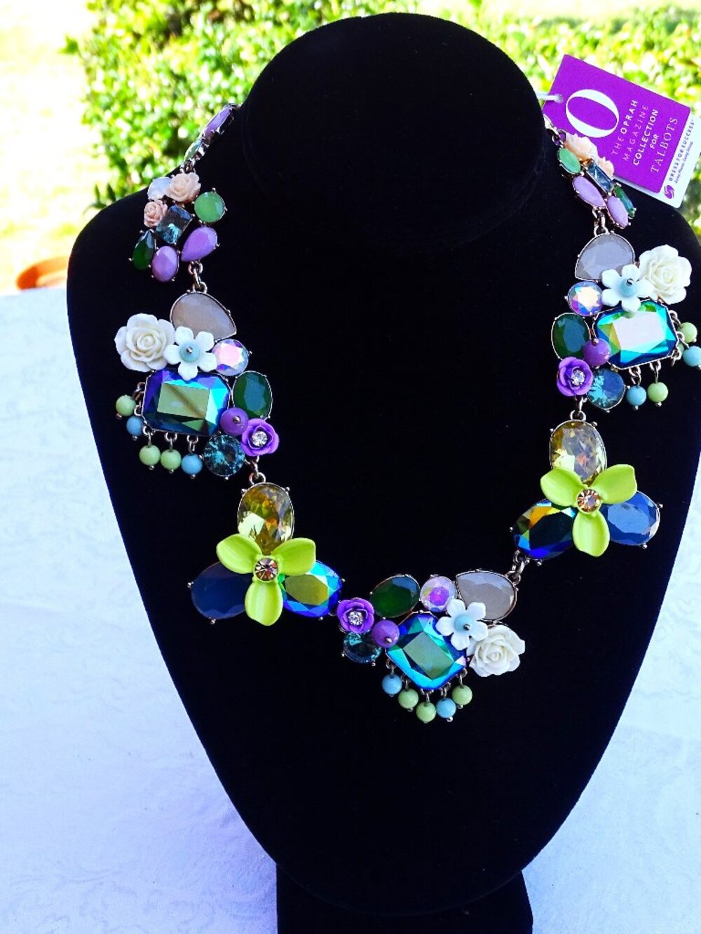 The Oprah Collection for TALBOT Flowers and Colored Stone Necklace 17"- 201/2"